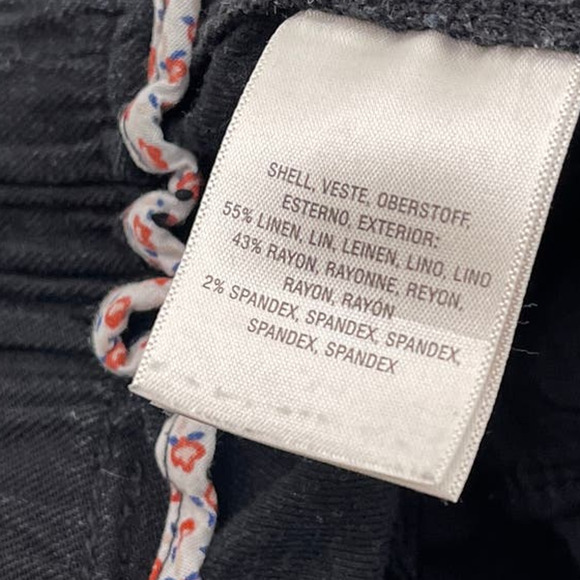 Anthropologie Elevenses Linen Blend Straight Leg Pants Black - Small - Picture 9 of 10